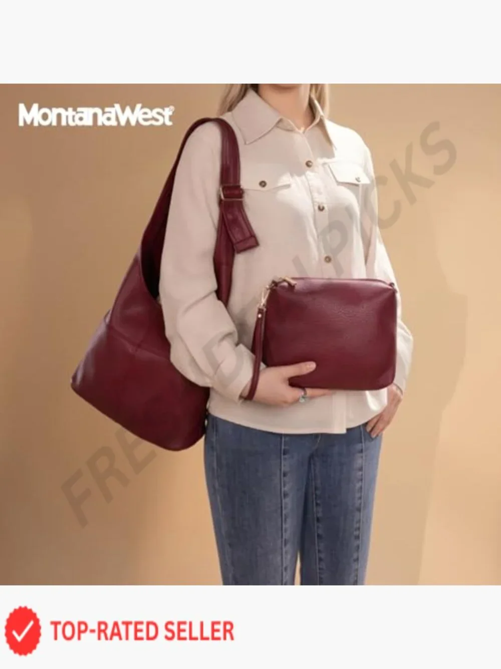 Hobo Bag for Women Ultra Soft Foldable Shoulder Slouchy Handbag with Cosmetic
